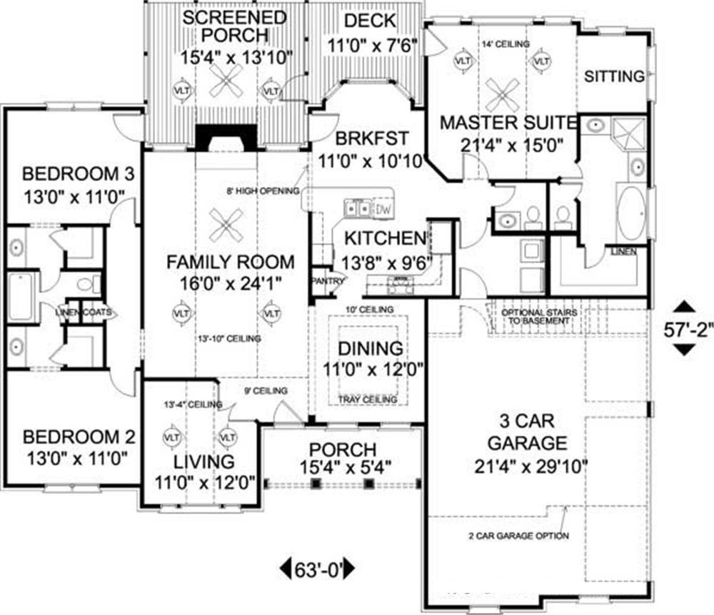 Floor Plan First Story of Country Plan #109-1037